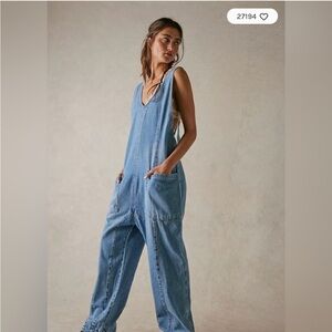 Free People High Roller Denim jumpsuit -M